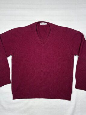 VTG Bernhard Altmann Scotland 100% Lambswool V-Neck Sweater Red Mens L 44